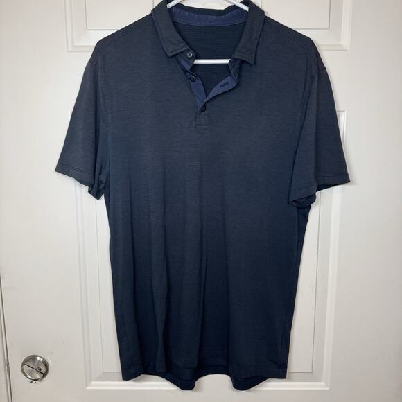 Lululemon Shirt Mens M/L Evolution Polo Performance Golf Casual Navy Blue - Picture 1 of 5